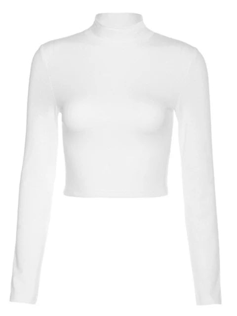 Camiseta sexy de algodón calada para mujer, tops de manga larga sin espalda, estilo Harajuku, ropa urbana ajustada, camisetas de punto