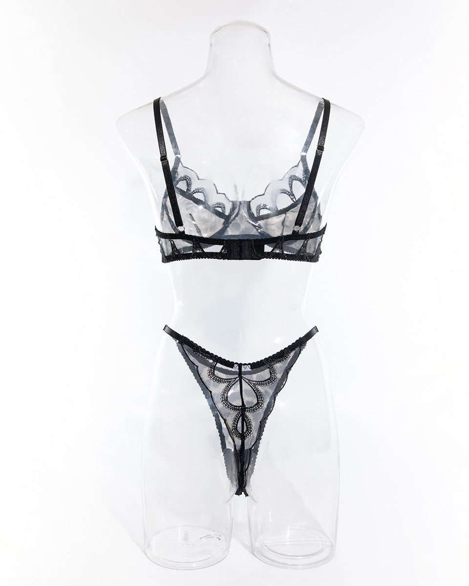Lace Leopard Print Bra and Underwear Set