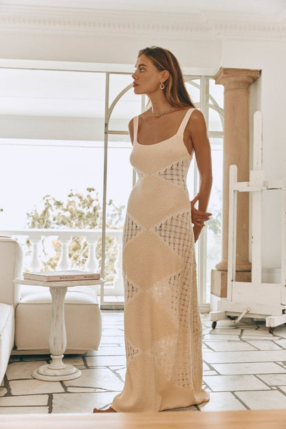 Vestido largo de punto calado Yetta 