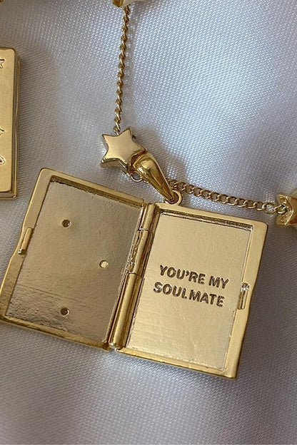 ?庐You're My Soulmate?锟斤拷 Openable Constellation Book Necklace