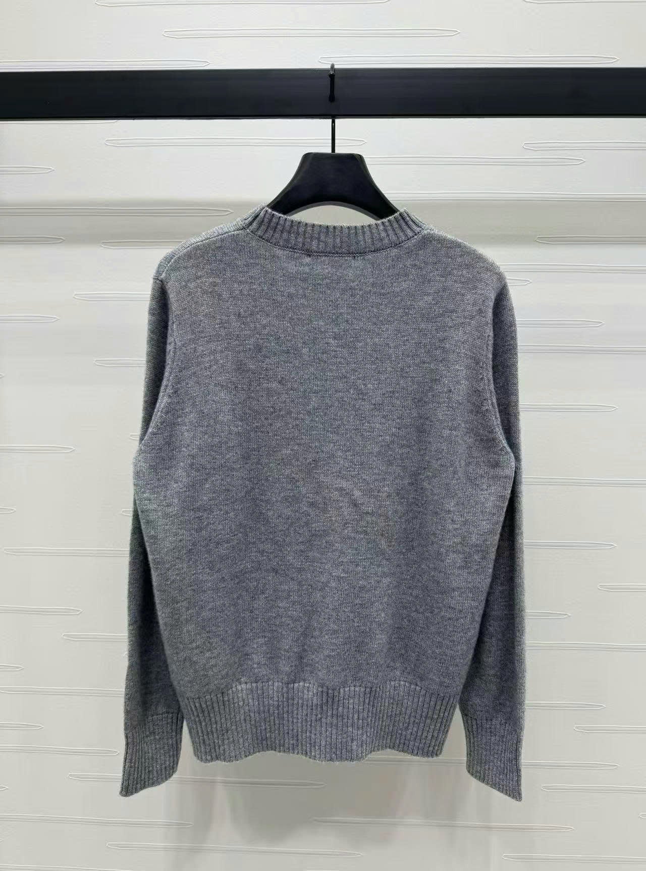 Prad Logo Crew-Neck  Sweater in Natural Wool